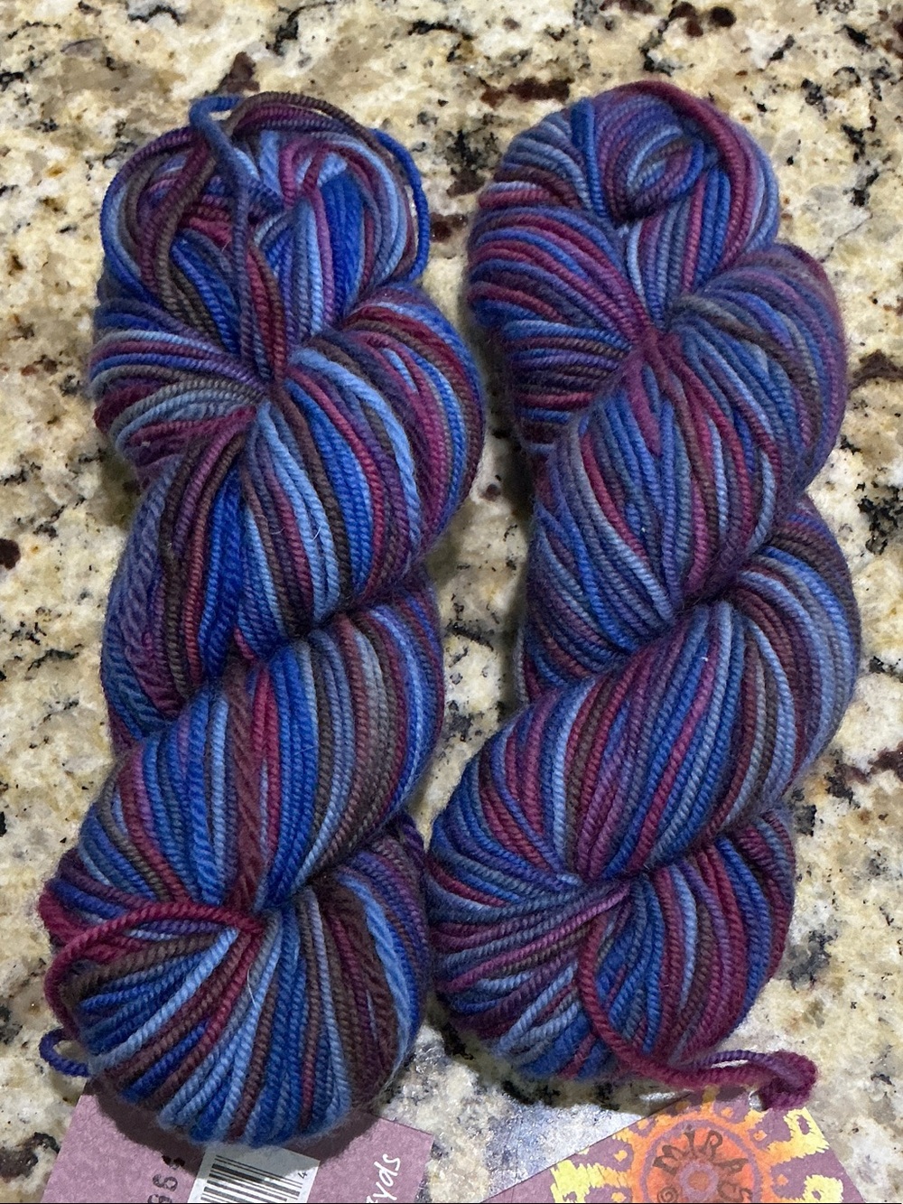 Hand-Dyed Multicolor Merino Yarn in Blue, Purple & Brown by Mirasol Yarn - Picture 5 of 6